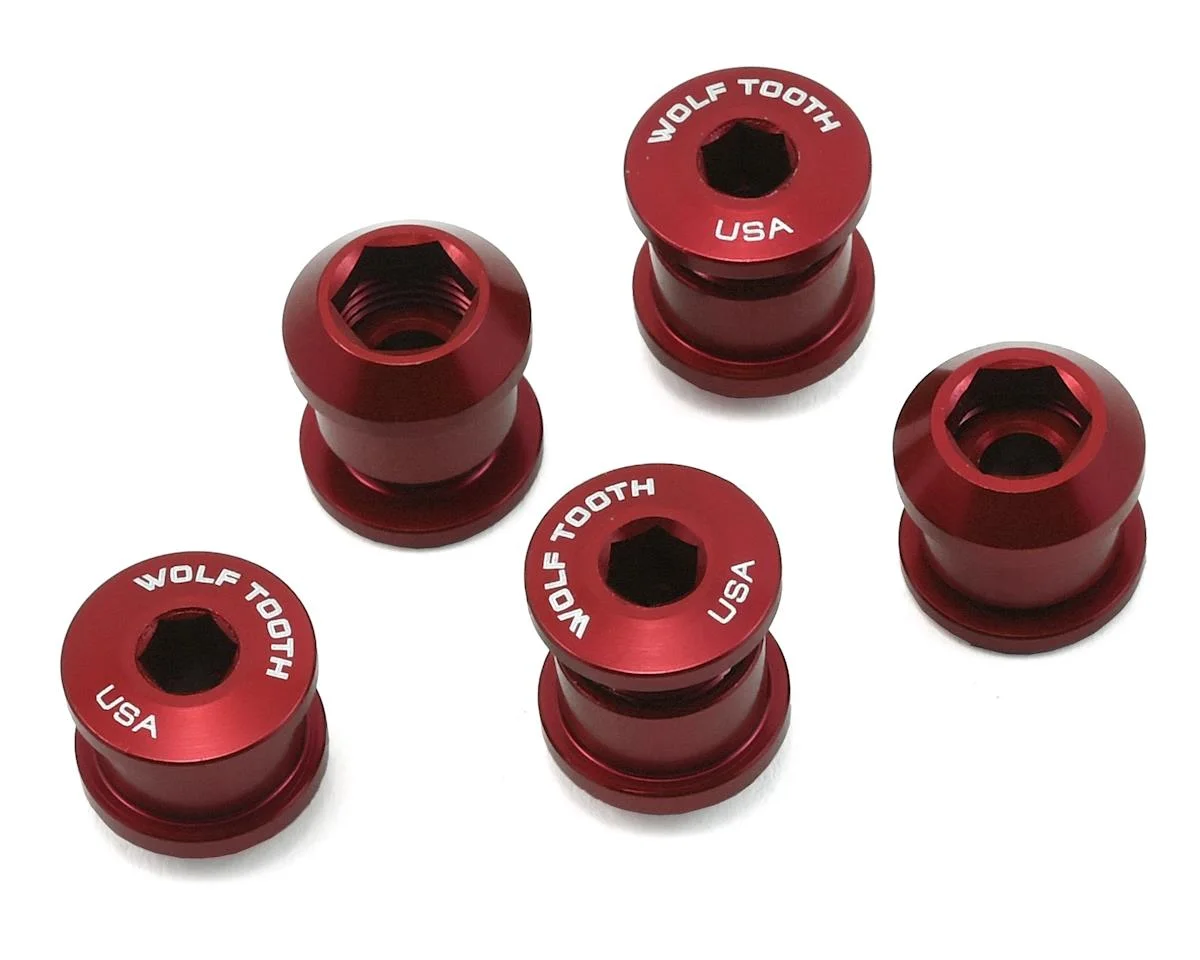 Wolf Tooth Components Dual Hex Fitting Chainring Bolts (Red) (6mm) (5 Pack) (For 1x Use)